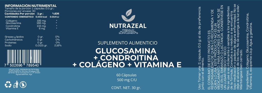 Glucosamina+ Condroitina+ Colágeno+ Vitamina E 