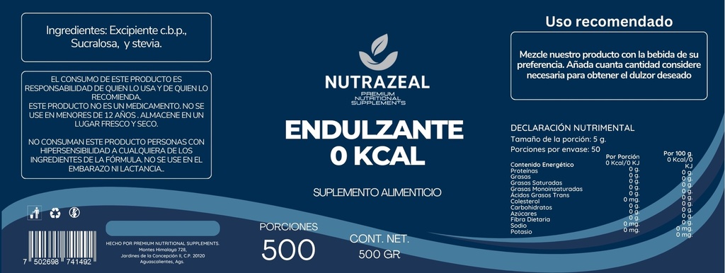ENDULZANTE 0 KCAL 250 GR.